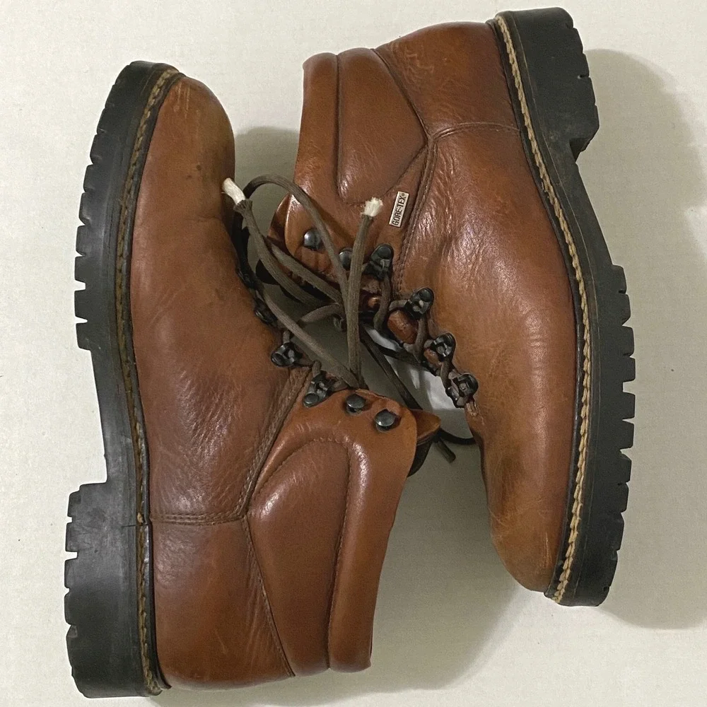 Johnston & Murphy Gore-Tex Brown Leather Hiking Boots Mens 11 M Made in Portugal